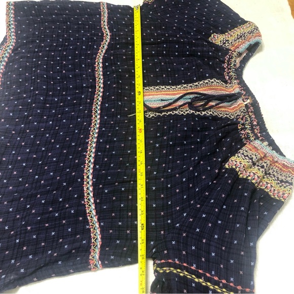 Free People Talia Top Women's M Embroidered Peasant Boho Bell Sleeve Blouse - Picture 14 of 16